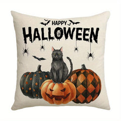 Halloween Theme Linen Blend Throw Pillow Cover 44x44cm Home Decor