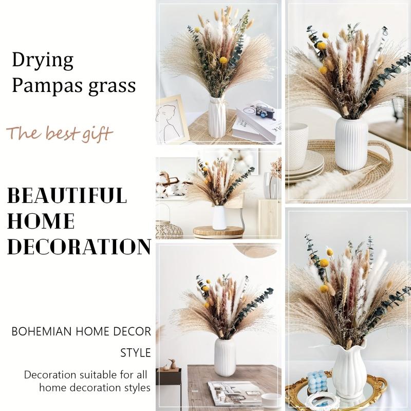 75pcs Natural Dried Pampas Grass for Boho Home Decor
