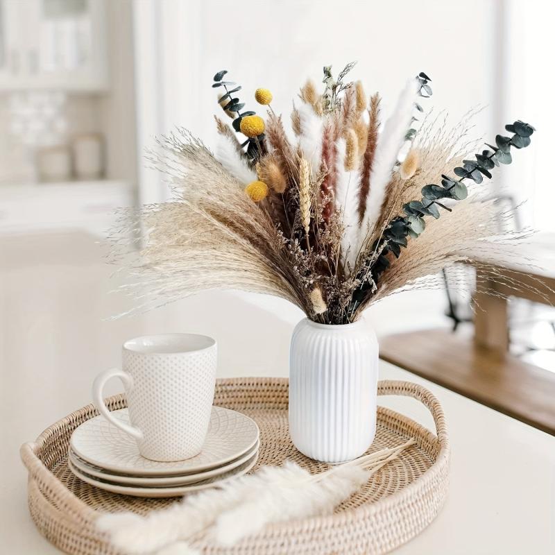 75pcs Natural Dried Pampas Grass for Boho Home Decor