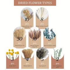 75pcs Natural Dried Pampas Grass for Boho Home Decor