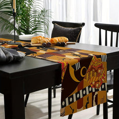 African Woman Cotton Linen Table Runner Elephant Giraffe Wedding Party Decor
