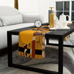 African Woman Cotton Linen Table Runner Elephant Giraffe Wedding Party Decor