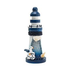 Nautical Wooden Marine Model Lighthouse Beach Light Net Shell Statue