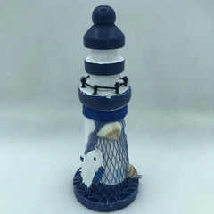 Nautical Wooden Marine Model Lighthouse Beach Light Net Shell Statue