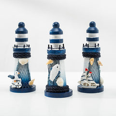 Nautical Wooden Marine Model Lighthouse Beach Light Net Shell Statue