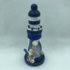 Nautical Wooden Marine Model Lighthouse Beach Light Net Shell Statue