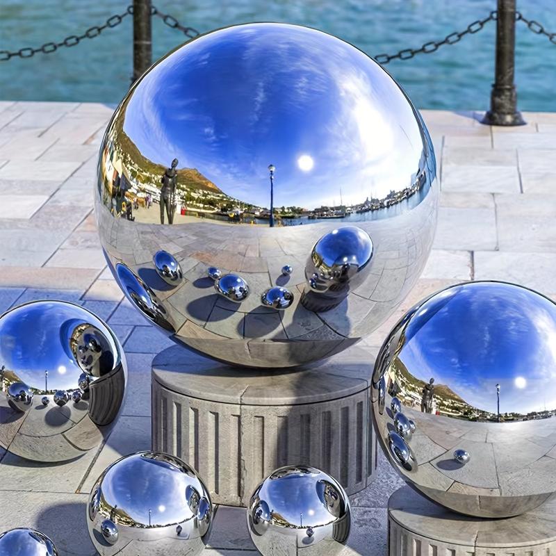 5pcs Stainless Steel Gazing Balls Reflective Hollow Ball Decor