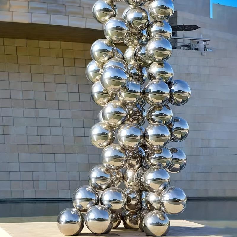 5pcs Stainless Steel Gazing Balls Reflective Hollow Ball Decor
