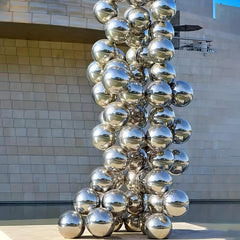 5pcs Stainless Steel Gazing Balls Reflective Hollow Ball Decor