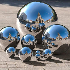 5pcs Stainless Steel Gazing Balls Reflective Hollow Ball Decor