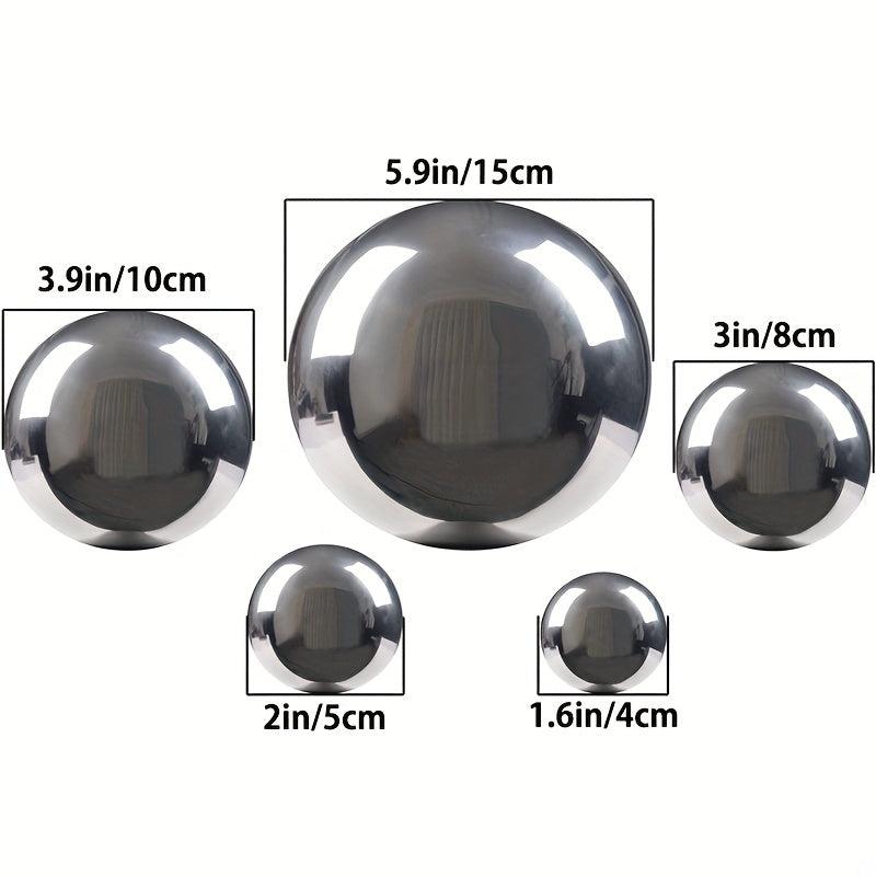 5pcs Stainless Steel Gazing Balls Reflective Hollow Ball Decor