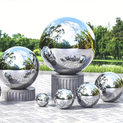 5pcs Stainless Steel Gazing Balls Reflective Hollow Ball Decor