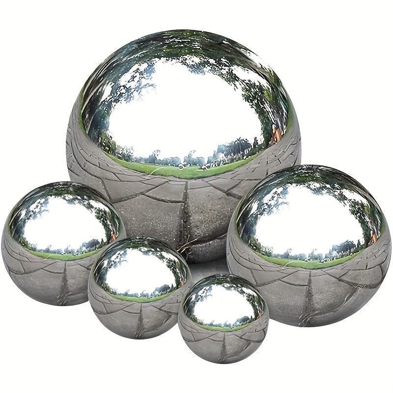 5pcs Stainless Steel Gazing Balls Reflective Hollow Ball Decor