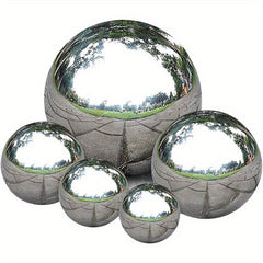 5pcs Stainless Steel Gazing Balls Reflective Hollow Ball Decor