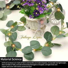LED Eucalyptus Vine String Lights 6.6ft 20LED Home Wedding Bedroom Decor