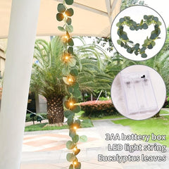 LED Eucalyptus Vine String Lights 6.6ft 20LED Home Wedding Bedroom Decor