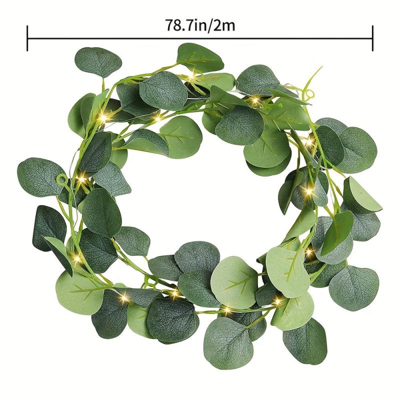 LED Eucalyptus Vine String Lights 6.6ft 20LED Home Wedding Bedroom Decor