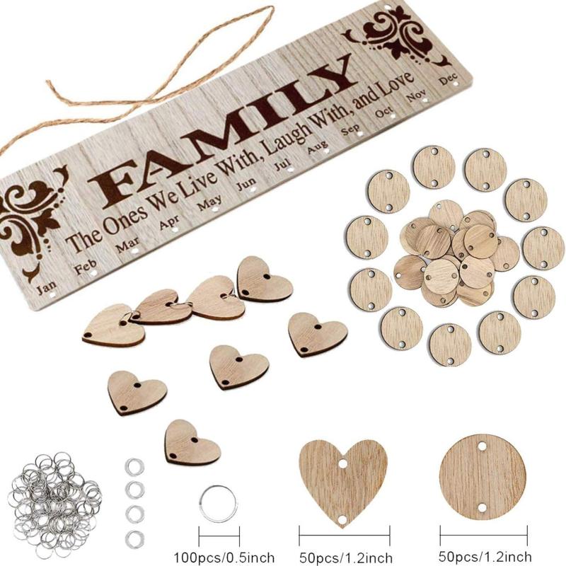 Family Birthday Board DIY Wooden Calendar, Wall Hanging Birthday Reminder Plaque