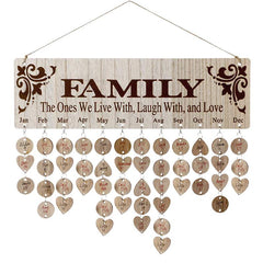 Family Birthday Board DIY Wooden Calendar, Wall Hanging Birthday Reminder Plaque