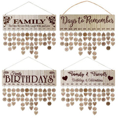 Family Birthday Board DIY Wooden Calendar, Wall Hanging Birthday Reminder Plaque