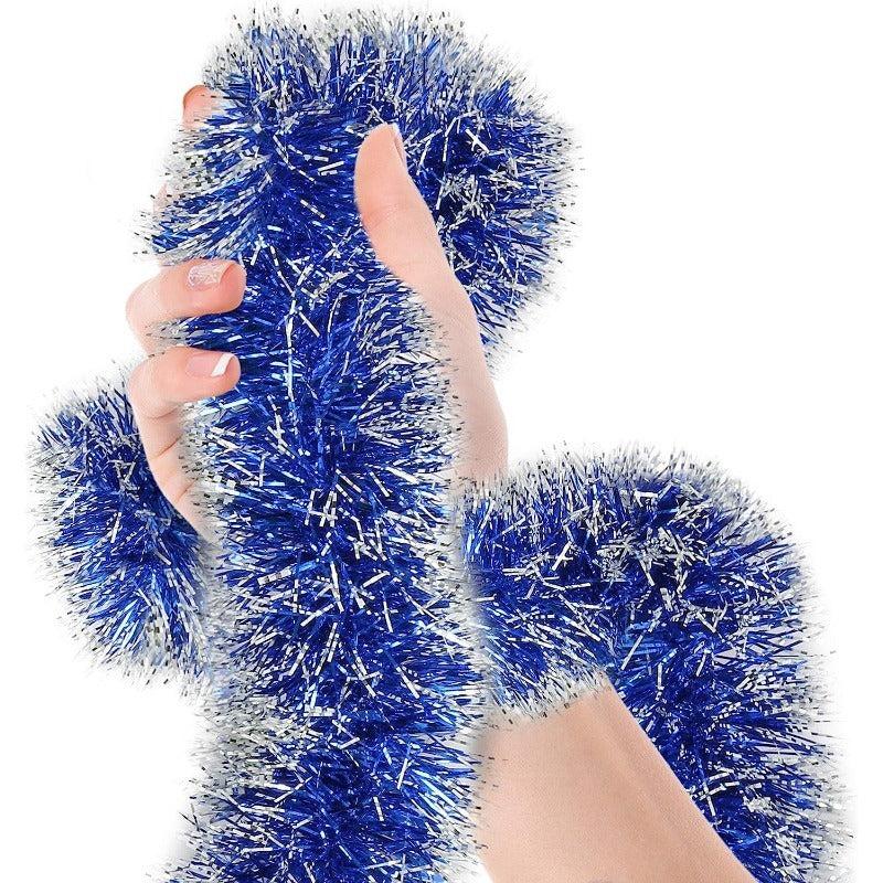 3pcs 6ft Christmas Red Frost Tinsel Garland Ceiling Hanging Decorations
