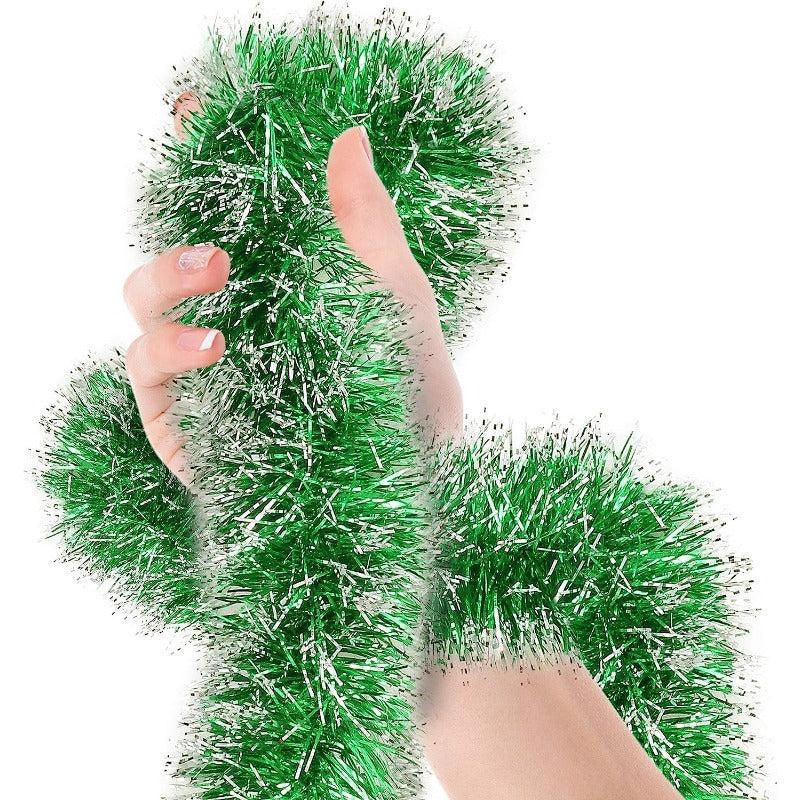 3pcs 6ft Christmas Red Frost Tinsel Garland Ceiling Hanging Decorations