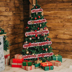 3pcs 6ft Christmas Red Frost Tinsel Garland Ceiling Hanging Decorations