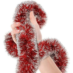 3pcs 6ft Christmas Red Frost Tinsel Garland Ceiling Hanging Decorations