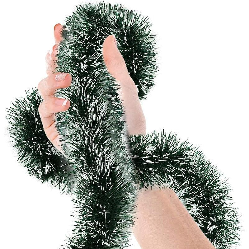 3pcs 6ft Christmas Red Frost Tinsel Garland Ceiling Hanging Decorations