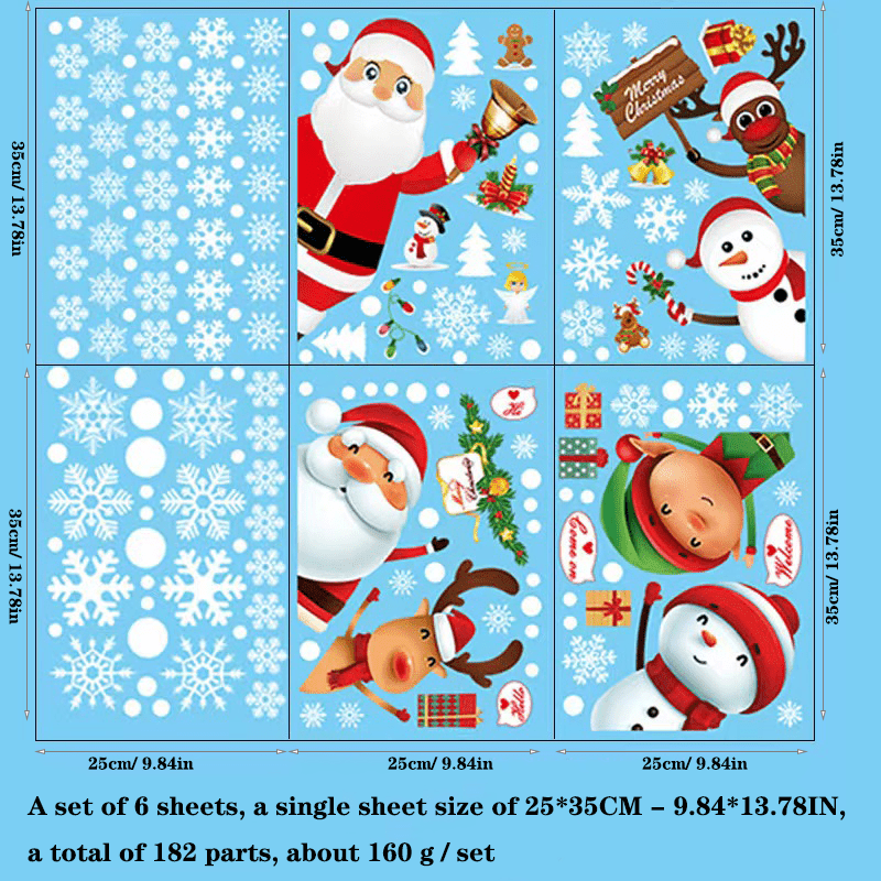 182pc Christmas Supplies Hotel Window Decoration Stickers