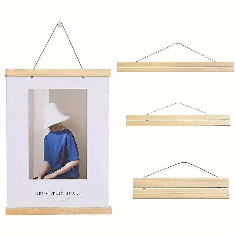 1pc Solid Wood Hanging Scroll Frame Teak Mobile Poster Painting Core
