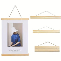 1pc Solid Wood Hanging Scroll Frame Teak Mobile Poster Painting Core