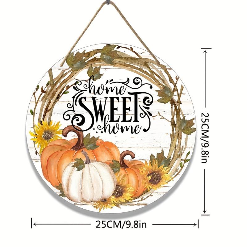 Crafts Pumpkin Door Wooden Home Decoration Hanging Sign 9.8in