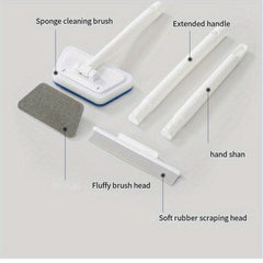 3-In-1 Tub Tile Cleaning Brush w/ Scraper & 2 Replaceable Heads