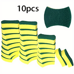10pcs Multifunctional Cleaning Sponge Double Sided Scouring Pad