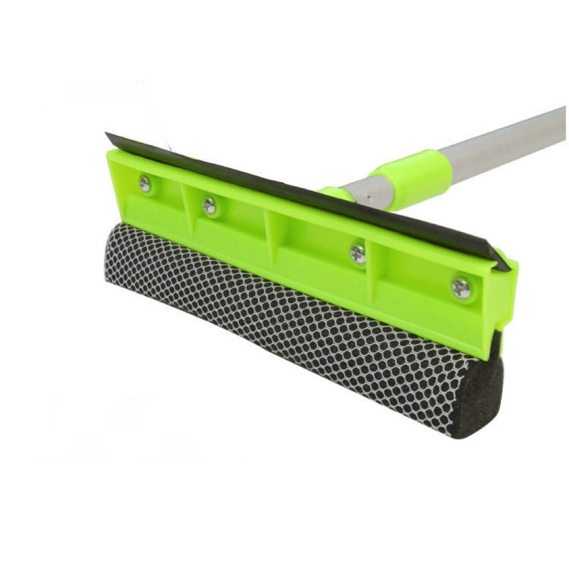 Double Sided Glass Cleaner with Extended Handle - Window Squeegee and Sponge Mop