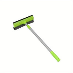 Double Sided Glass Cleaner with Extended Handle - Window Squeegee and Sponge Mop