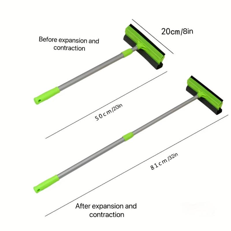 Double Sided Glass Cleaner with Extended Handle - Window Squeegee and Sponge Mop