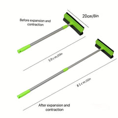Double Sided Glass Cleaner with Extended Handle - Window Squeegee and Sponge Mop