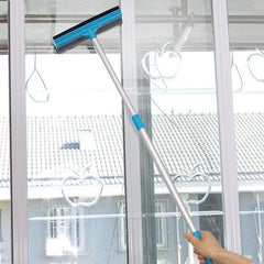 Double Sided Glass Cleaner with Extended Handle - Window Squeegee and Sponge Mop
