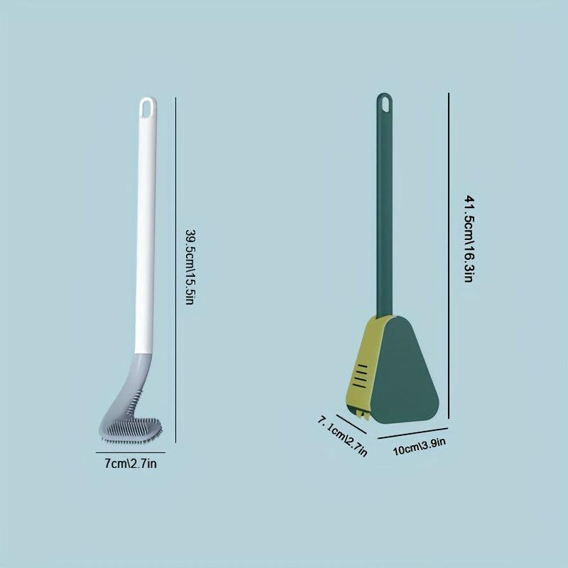 Long Handle Toilet Brush with Golf Silicone Head & Wall Mounted Base