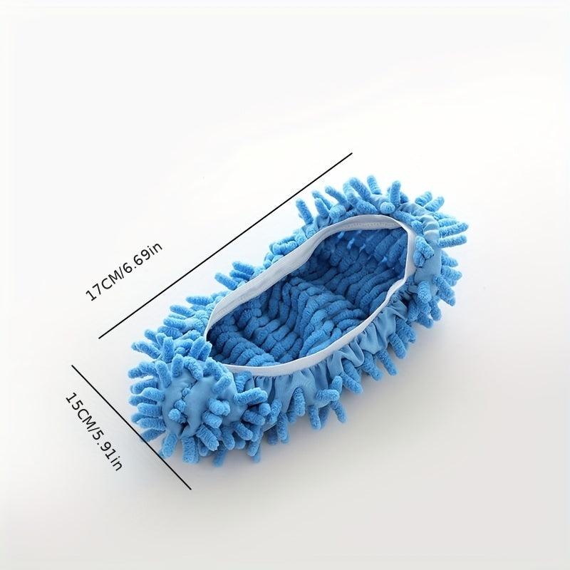 2 Chenille Lazy Mopping Slipper Covers Removable Washable & Absorbent