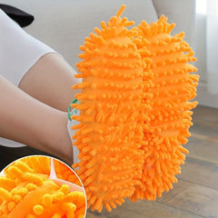 2 Chenille Lazy Mopping Slipper Covers Removable Washable & Absorbent