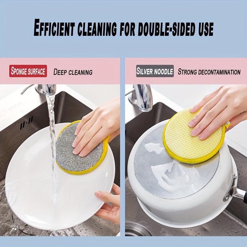 5pcs Double Sided Sponge for Kitchen Cleaning - Non Stick Degreasing