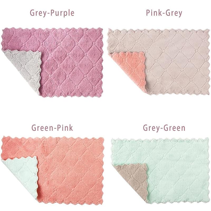 Microfiber Dish Towels Coral Fleece Absorbent Cleaning Rags for Kitchen