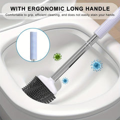 Compact Silicone Toilet Brush Set with Holder
