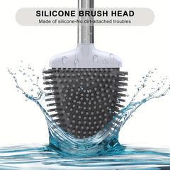 Compact Silicone Toilet Brush Set with Holder