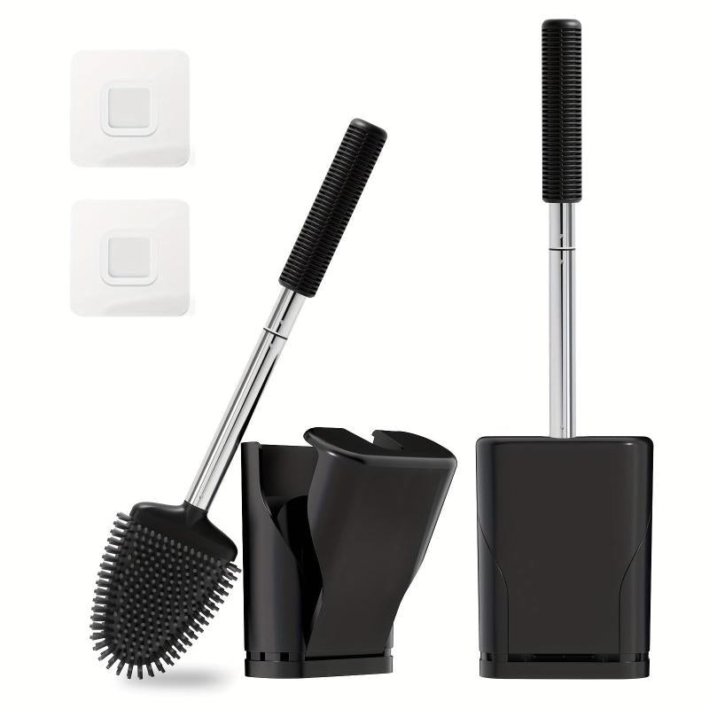 Compact Silicone Toilet Brush Set with Holder