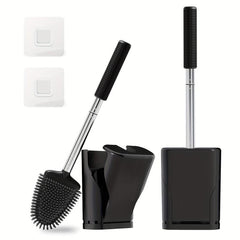 Compact Silicone Toilet Brush Set with Holder