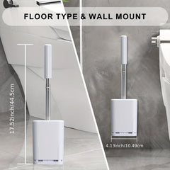 Compact Silicone Toilet Brush Set with Holder